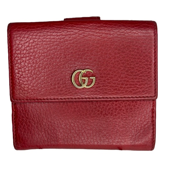 Gucci Handbags - Gucci Marmont Red Leather Wallet EUC